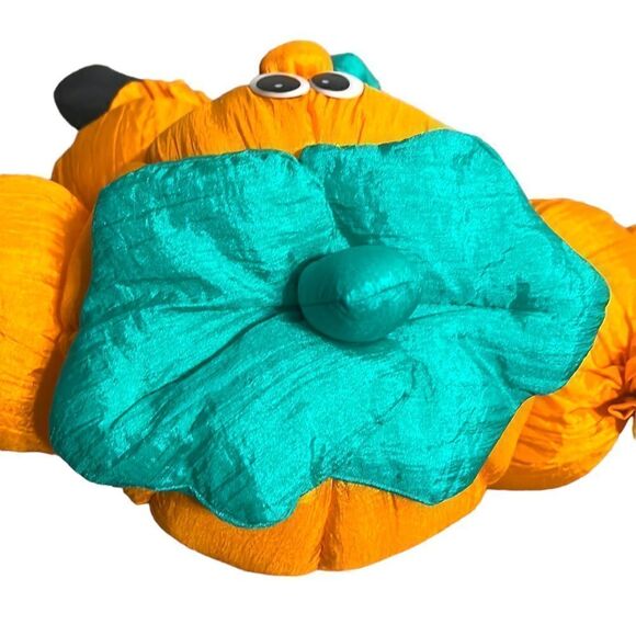 Vintage Halloween Pumpkinhead Nylon Plush 90s Weighted Pumpkin Fall Decor 15" - Picture 4 of 10